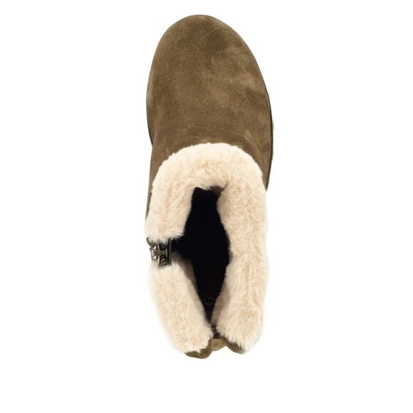 Guess Women’s Leather Green Suede Booties Faux Fur & Studded Block Heel Size 9.5 - Picture 6 of 9